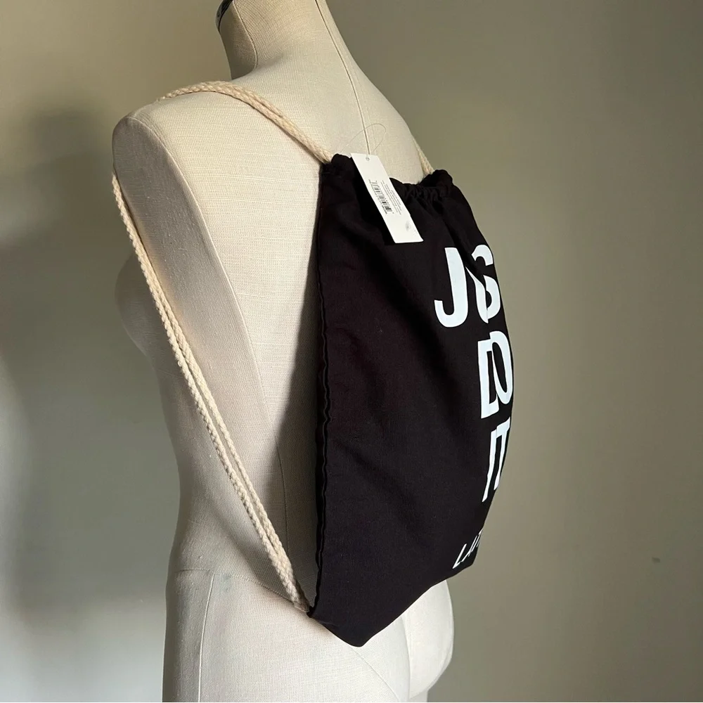 NEW Just Do It Later Black Drawstring Bag Backpack